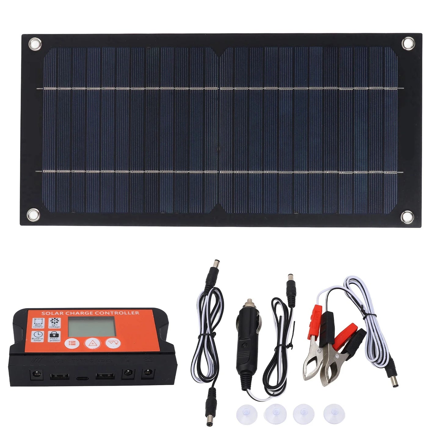 600W Solar Panel Portable Solar Panel Kit Monocrystalline Silicon 100A Charge Controller Solar Panel Kit Car Ship Charging Tools
