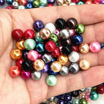 NEW 4/6/8/10Mm round Beads Loose Glass Pearl Spacer Charm Beads for Jewelry Making Diy Handmade Bracelet Accessories