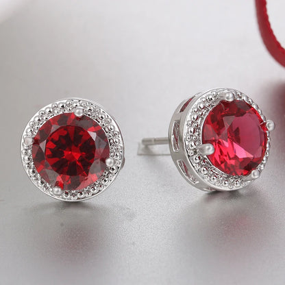Classic Green AAA Cubic Zirconia Stud Earrings round Crystal Girl Ear Studs for Women Multicolor Fashion Jewelry Brincos AE176