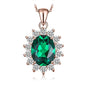 Princess Diana Created Blue Sapphire Ruby Simulated Emerald 925 Sterling Silver Pendant Necklace Women No Chain