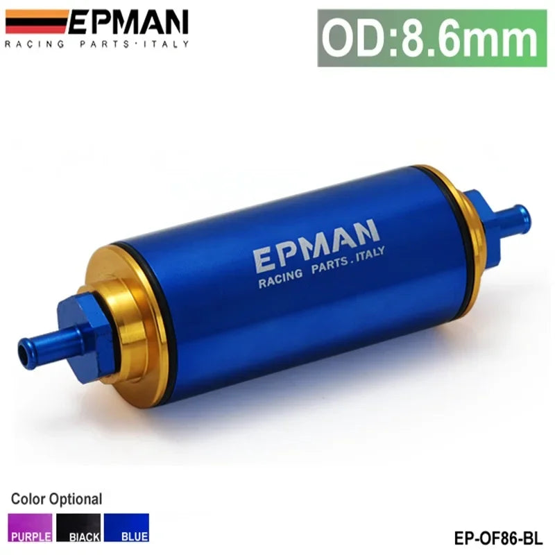Universal 100 Micron 8.6MM Aluminum High Flow Fuel Inline Petrol Filter Car Truck EP-OF86