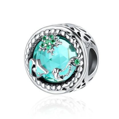 925 Sterling Silver Colorful Ocean Starfish round Heart Charm Butterfly Murano Glass Bead Fit Original Bracelet DIY Gift