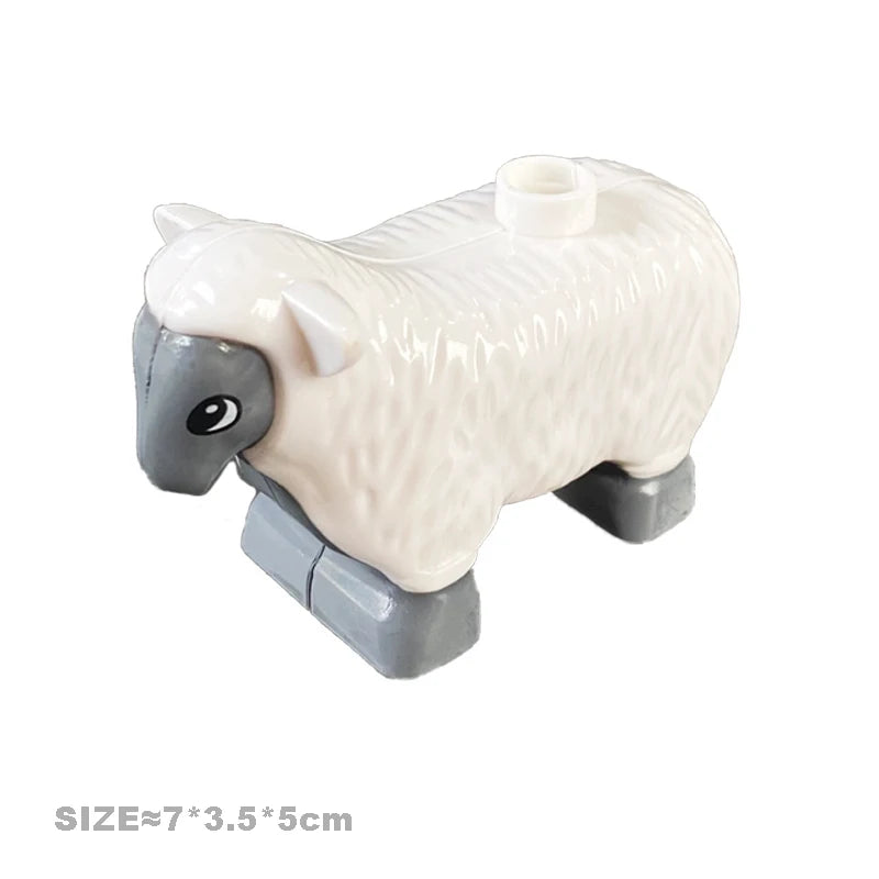 Big Building Blocks Accessories Farm Animals Zoo Compatible with Duplos Cat Pig Dog Rabbit Monkey Hippo Sheep Children Toys Gift
