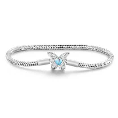 925 Sterling Silver Bracelet – Barrel Snap Clasp, Cubic Zirconia, Bangle Bracelet, Chain Bracelet, Charm, Sizes 17–21