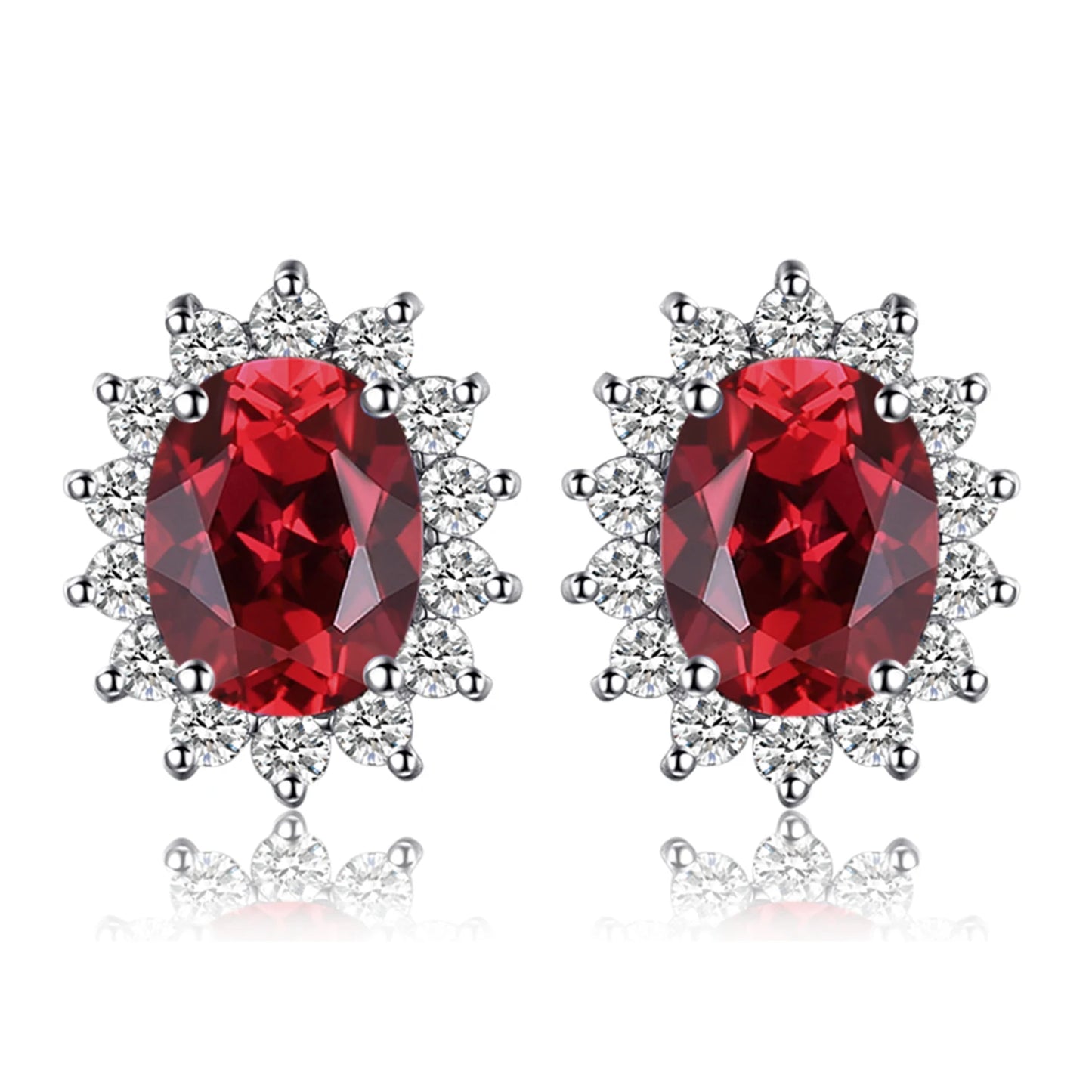 Created Blue Sapphire Ruby 925 Sterling Silver Stud Earrings Natural Amethyst Garnet Peridot Topaz Princess Diana