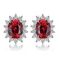 Created Blue Sapphire Ruby 925 Sterling Silver Stud Earrings Natural Amethyst Garnet Peridot Topaz Princess Diana