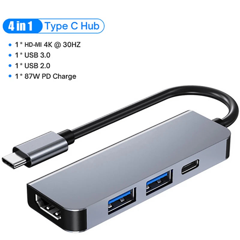 USB C Docking Station PD 100W USB C HUB Type C to Hdmi-Compatible Adapter 4K 30Hz VGA RJ45 USB 3.0 HUB USB Splitter for Macbook