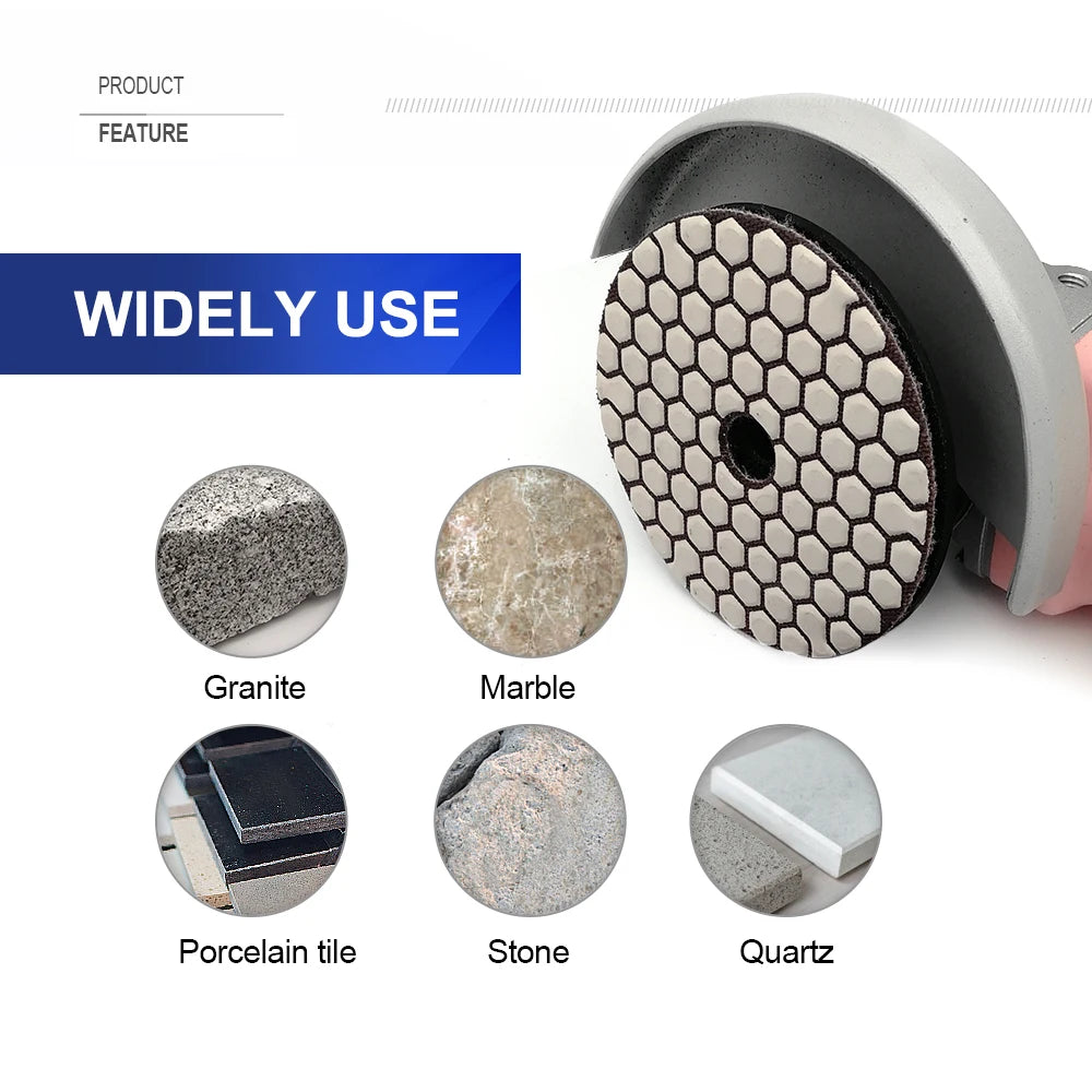 6Pcs/Pk Diamond Dry Polishing Pads Granite Marble Flexible Resin Sanding Discs 100Mm Ceramic Stone Polisher 4Inches