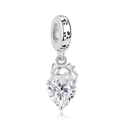 Original 925 Sterling Silver Charm Bead Love Dog Cat Paw Panda Firefly Pendant Charms Fit Bracelets Necklaces Women Jewelry