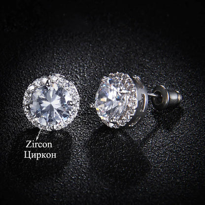 Classic Green AAA Cubic Zirconia Stud Earrings round Crystal Girl Ear Studs for Women Multicolor Fashion Jewelry Brincos AE176