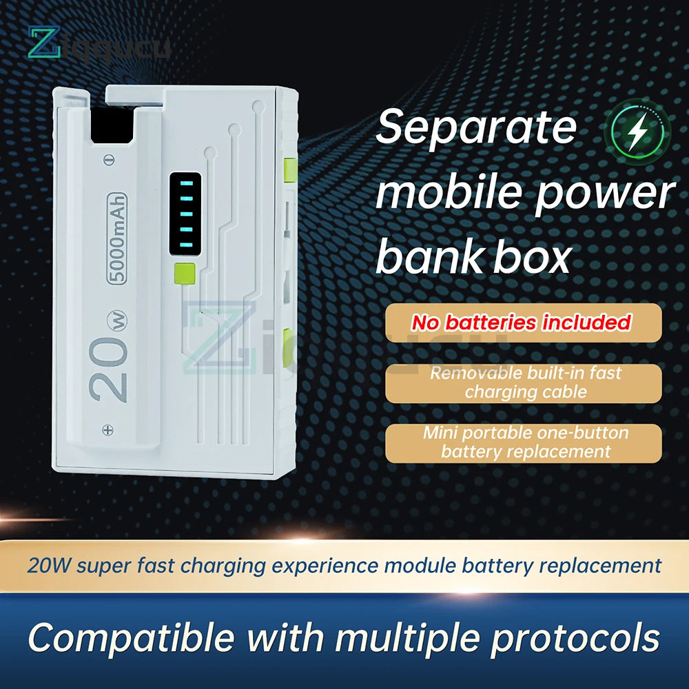 1*21700 Battery Box DIY Kit Battery Charger Case DIY Power Bank Box 20W Fast Charging for Phone Charging Not Including Batteries