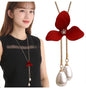 Imitation Pearl Necklaces Retro Popular Vintage Leaf Collar Statement Necklace Long Jewelry for Women