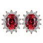 Created Blue Sapphire Ruby 925 Sterling Silver Stud Earrings Natural Amethyst Garnet Peridot Topaz Princess Diana