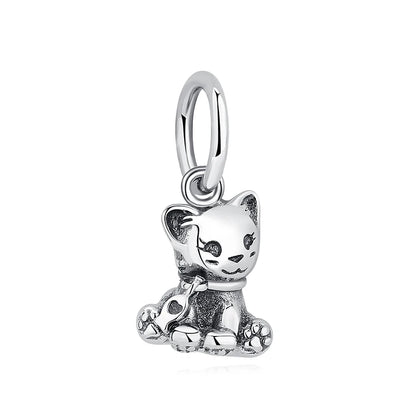 Original 925 Sterling Silver Charm Bead Love Dog Cat Paw Panda Firefly Pendant Charms Fit Bracelets Necklaces Women Jewelry