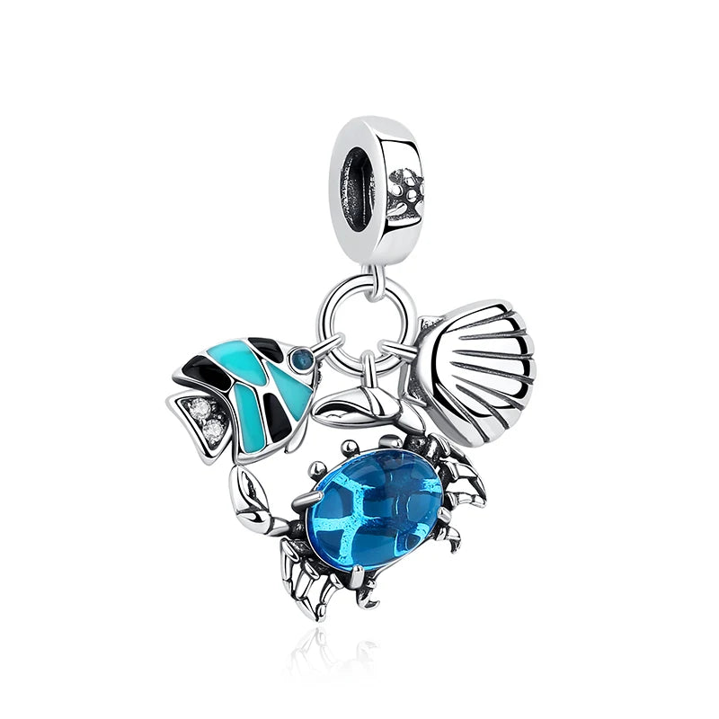 Original 925 Sterling Silver Charm Bead Love Dog Cat Paw Panda Firefly Pendant Charms Fit Bracelets Necklaces Women Jewelry