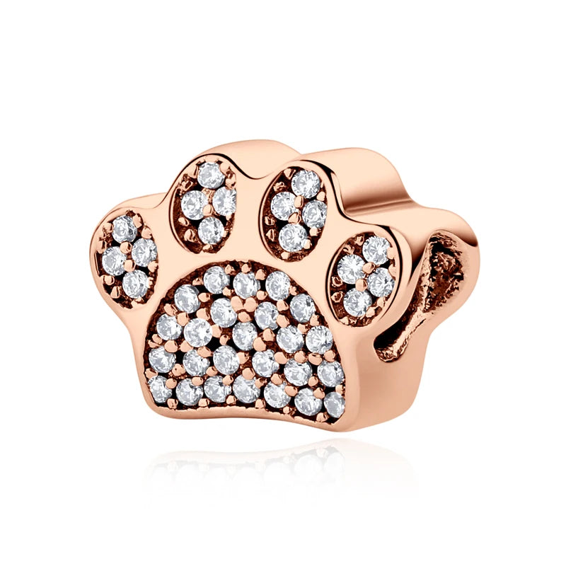 Original 925 Sterling Silver Charm Bead Love Dog Cat Paw Panda Firefly Pendant Charms Fit Bracelets Necklaces Women Jewelry