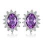 Created Blue Sapphire Ruby 925 Sterling Silver Stud Earrings Natural Amethyst Garnet Peridot Topaz Princess Diana
