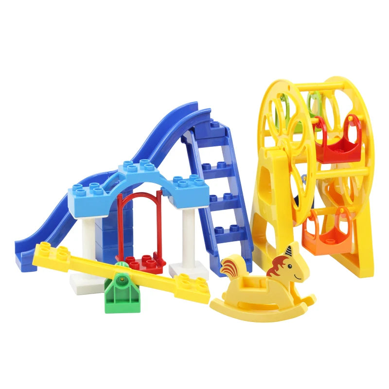 Big Building Blocks Assemble Accessories Children Toys Compatible with Duploes Amusement Park Playground Creativity DIY Set Gift