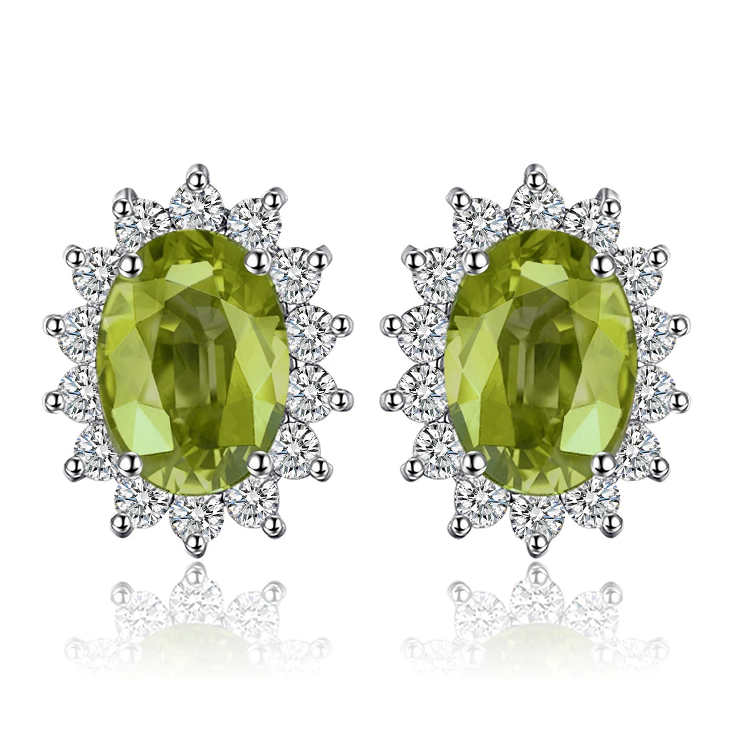 Created Blue Sapphire Ruby 925 Sterling Silver Stud Earrings Natural Amethyst Garnet Peridot Topaz Princess Diana