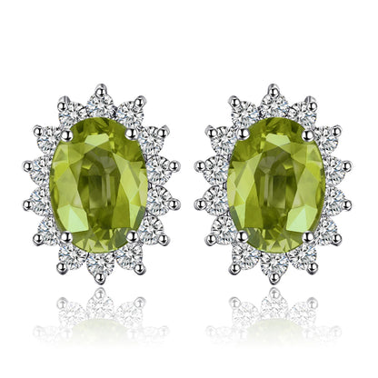 Created Blue Sapphire Ruby 925 Sterling Silver Stud Earrings Natural Amethyst Garnet Peridot Topaz Princess Diana
