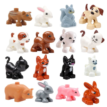 Big Building Blocks Accessories Farm Animals Zoo Compatible with Duplos Cat Pig Dog Rabbit Monkey Hippo Sheep Children Toys Gift