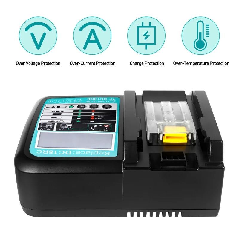 DC18RC Li-Ion Battery 3A Charger for Makita 18V 14.4V BL1860B,BL1850B,BL1840,BL1830,BL1820,BL1415,BL1440 Power Tool Charger