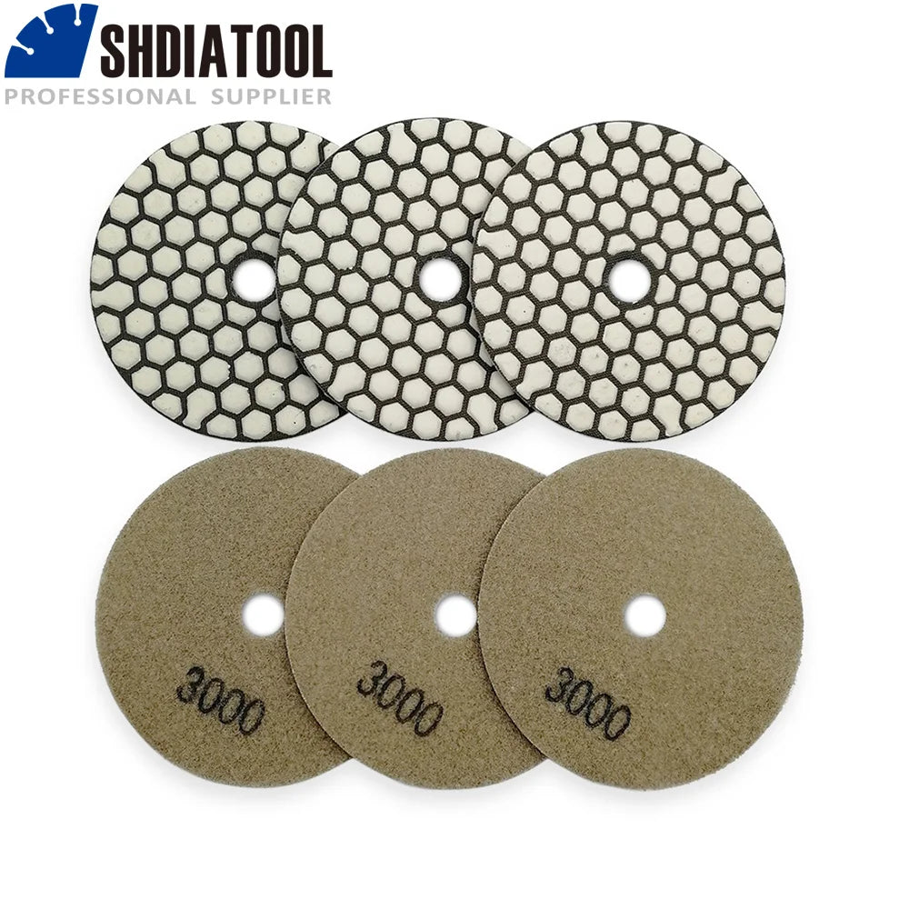 6Pcs/Pk Diamond Dry Polishing Pads Granite Marble Flexible Resin Sanding Discs 100Mm Ceramic Stone Polisher 4Inches