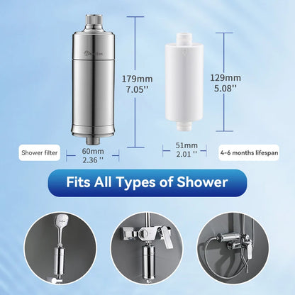 Household Shower Water Filter - Filter Water Reduces Chlorine Heavy Metal Sediment Improves Dry Itchy Skin & Hairloss