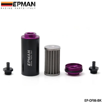 Universal 100 Micron 8.6MM Aluminum High Flow Fuel Inline Petrol Filter Car Truck EP-OF86