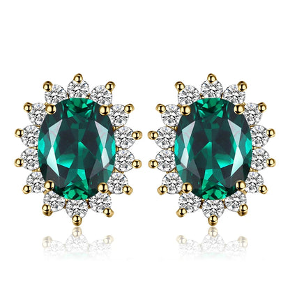 Created Blue Sapphire Ruby 925 Sterling Silver Stud Earrings Natural Amethyst Garnet Peridot Topaz Princess Diana