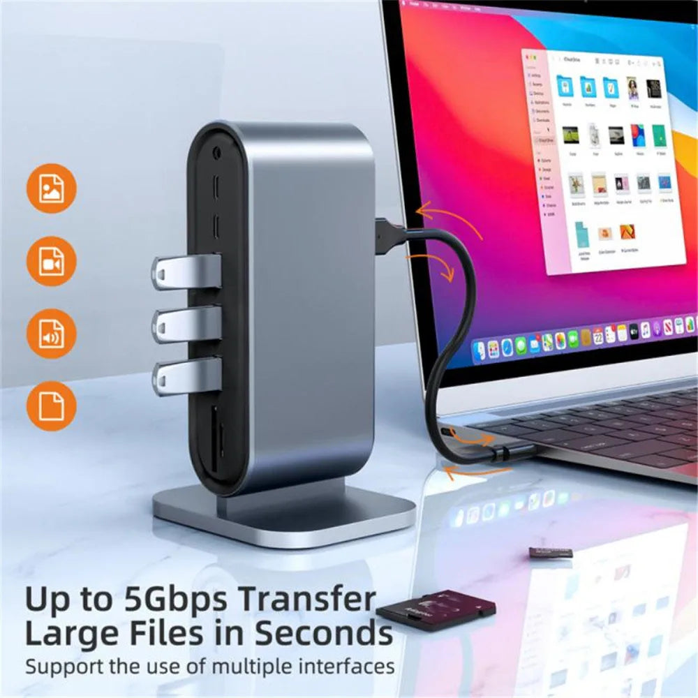 USB C Docking Station PD 100W USB C HUB Type C to Hdmi-Compatible Adapter 4K 30Hz VGA RJ45 USB 3.0 HUB USB Splitter for Macbook
