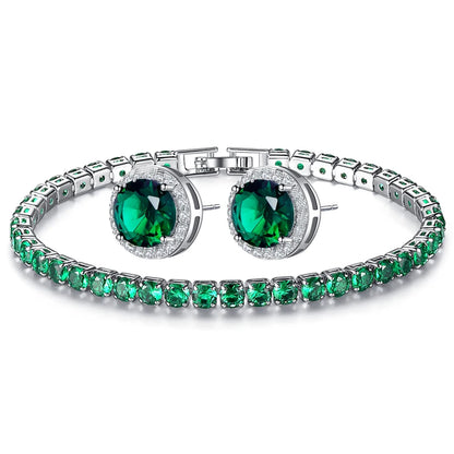 Classic Green AAA Cubic Zirconia Stud Earrings round Crystal Girl Ear Studs for Women Multicolor Fashion Jewelry Brincos AE176