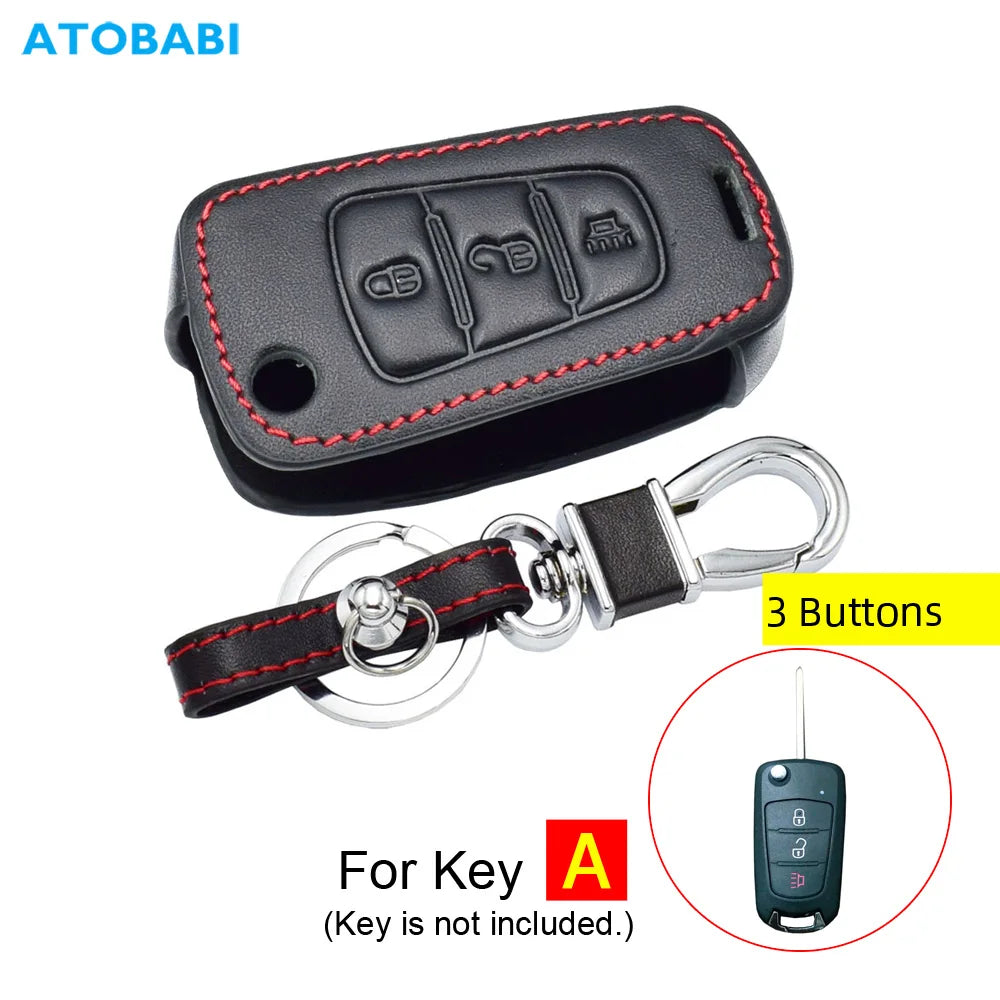 Leather Car Key Cases for Great Wall Haval Hover H1 H3 H6 H2 H5 C50 C30 C20R M4 3 Buttons Folding Keychain Remote Control Cover
