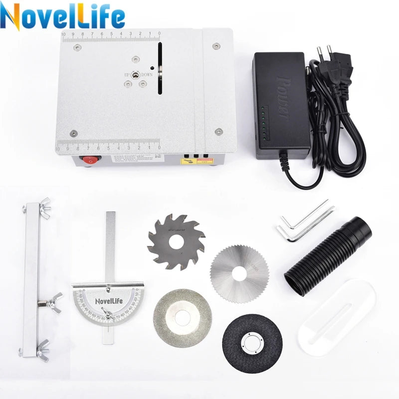 Mini Table Saw Small Woodworking Electric Bench Saw Handmade DIY Hobby Model Crafts Cutting Tool 775 Motor 96W 63Mm HSS Blade R1
