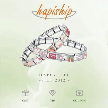 New Women'S Jewelry 9Mm Width Itanlian Elastic Charm Bracelet Fashion Stainless Steel Bangle ST-