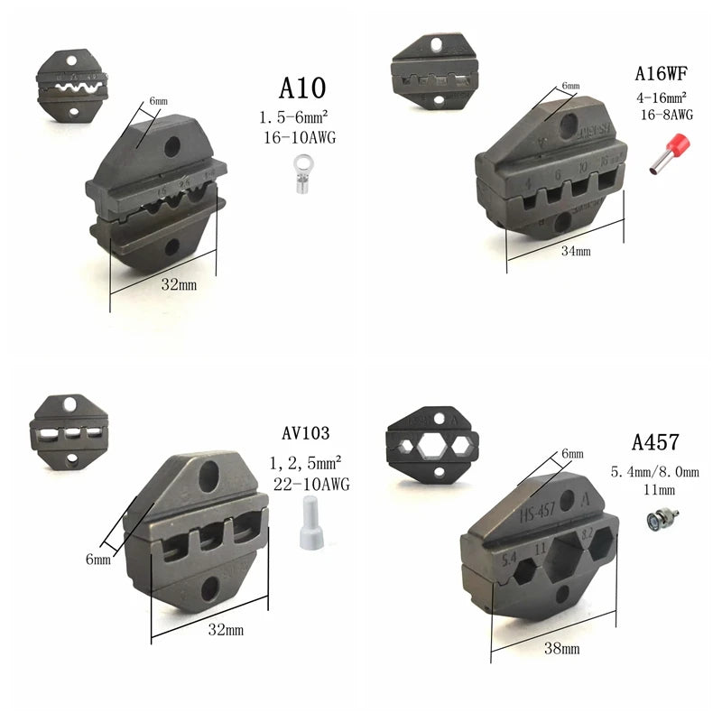 Die Sets for FSE/HS-A03B/A03C/AV10A/AV101/A10/A16WF/AV103 Crimping Plier Jaws Machine Modules Plug Spring Crimping Cap Terminals