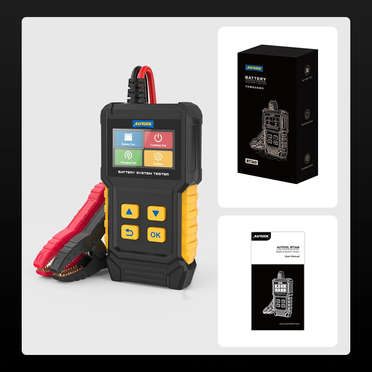 BT360 8-29V Car Battery Tester Digital Automotive Diagnostic Battery Tester Analyzer 30-2000CCA Cranking Charging Tool