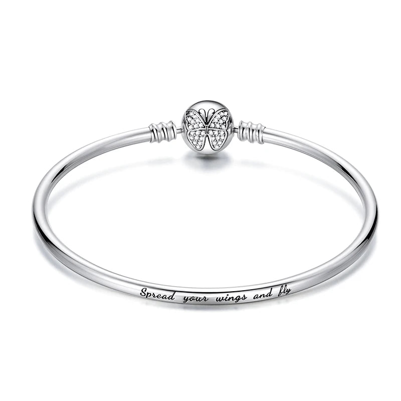 925 Sterling Silver Bracelet – Barrel Snap Clasp, Cubic Zirconia, Bangle Bracelet, Chain Bracelet, Charm, Sizes 17–21
