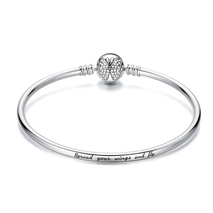 925 Sterling Silver Bracelet – Barrel Snap Clasp, Cubic Zirconia, Bangle Bracelet, Chain Bracelet, Charm, Sizes 17–21