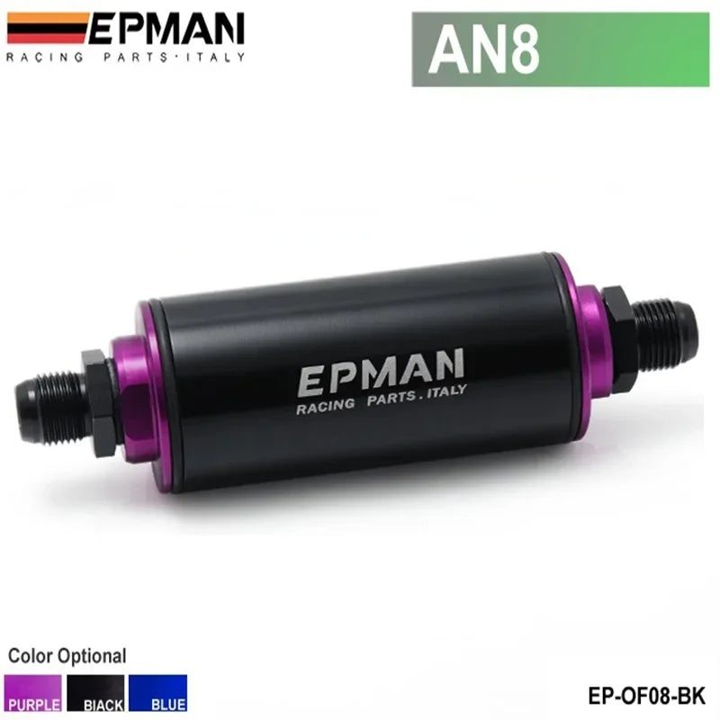 Universal 100 Micron 8.6MM Aluminum High Flow Fuel Inline Petrol Filter Car Truck EP-OF86