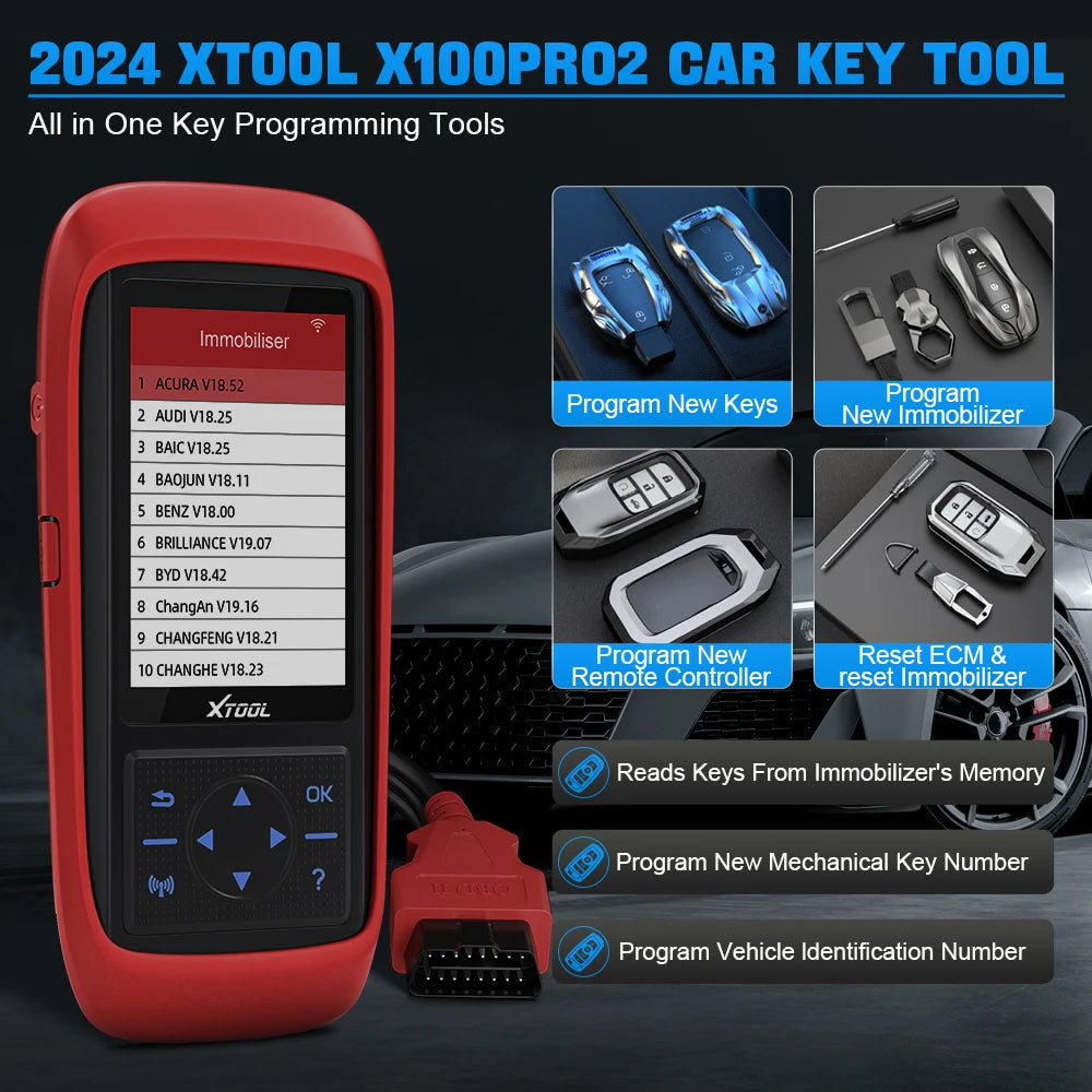 X100 Pro2 OBD2 Automotive Scanner Key Programmer with EEPROM Adapter Code Reader Car Diagnostic Tools Lifetime Free Update