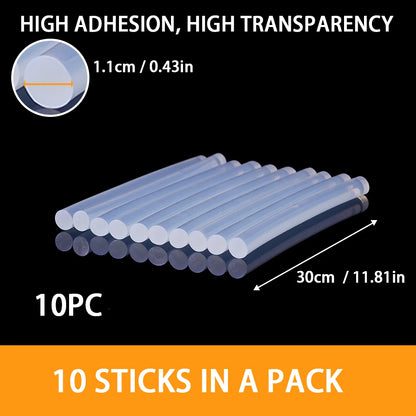 10Pcs 7Mmx100Mm Transparent Hot Melt Glue Sticks for Heat Pistol Gun Electric Glue Gun Craft Repair General Adhesive DIY Tool