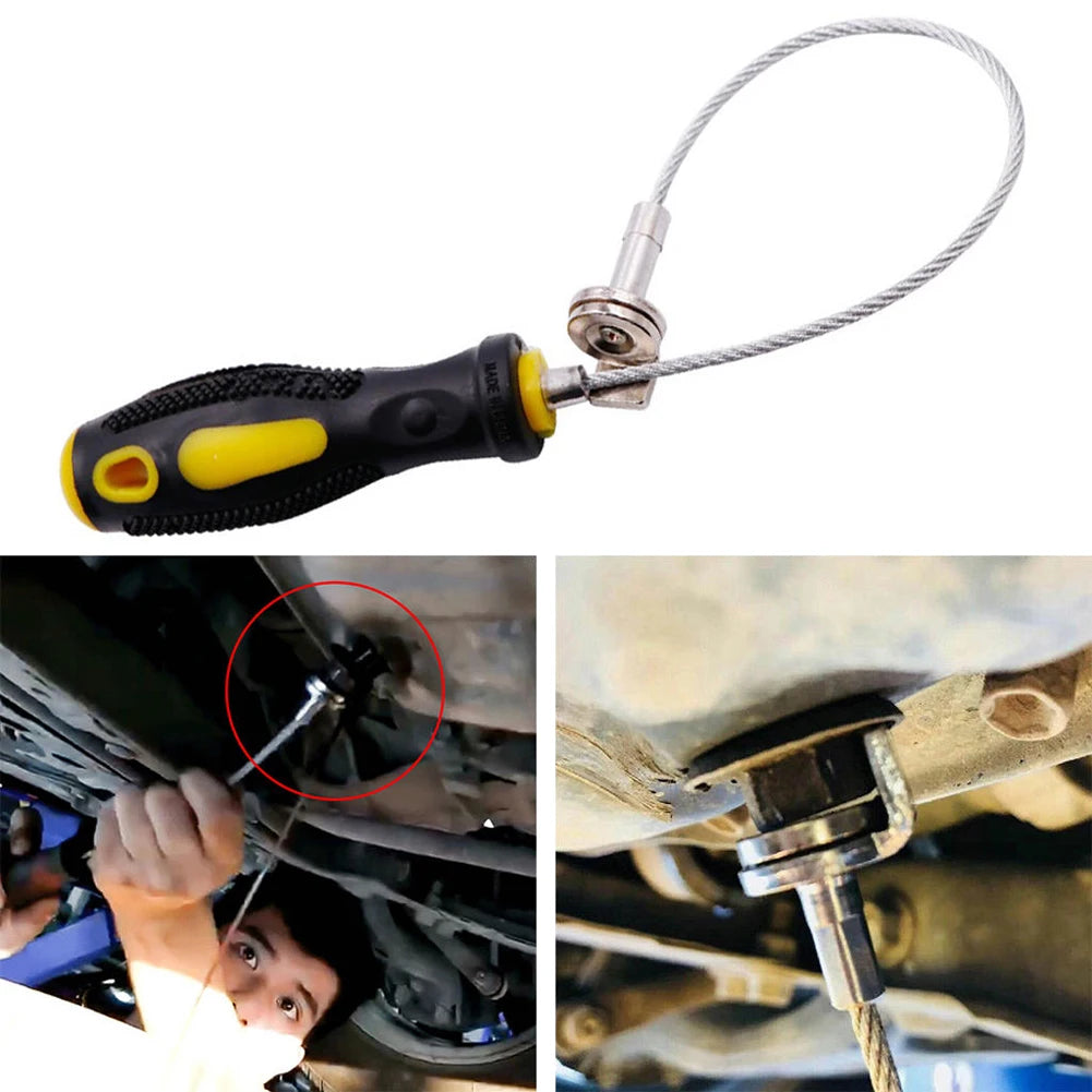 Oil Drain Plug Removal Tool Magnetic Oil Plug Remover Wrench anti Scald Auto Car Oil Drain Wrench Automobile Repair Maintenance