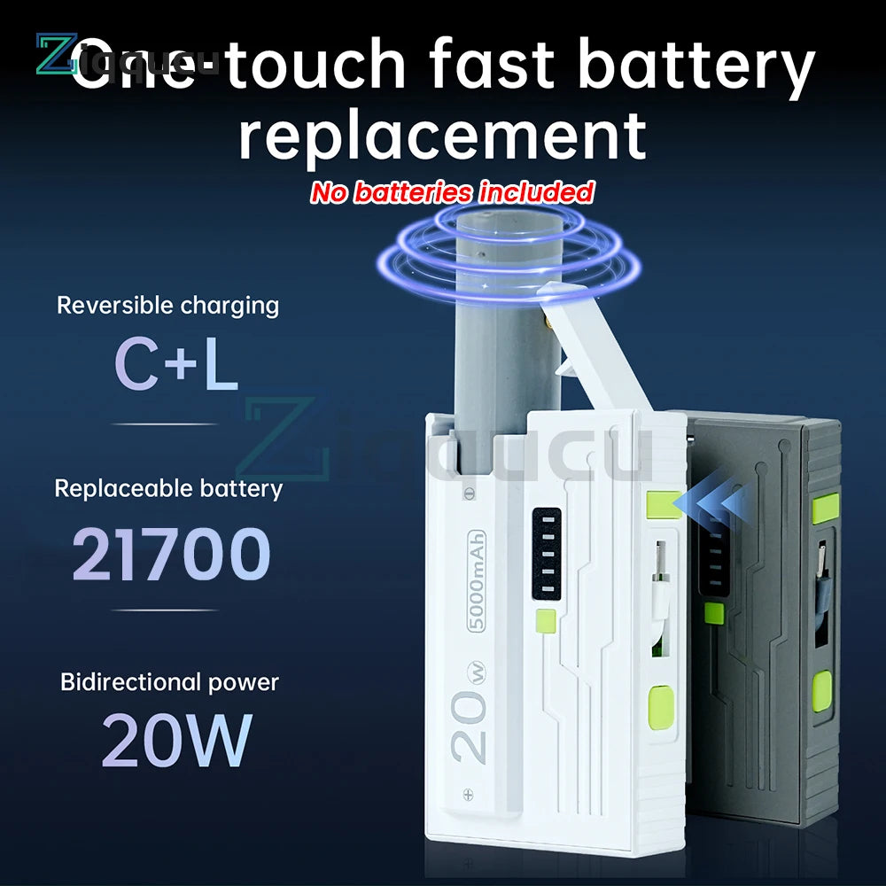 1*21700 Battery Box DIY Kit Battery Charger Case DIY Power Bank Box 20W Fast Charging for Phone Charging Not Including Batteries