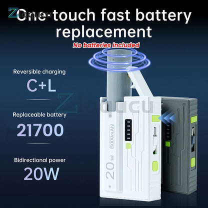 1*21700 Battery Box DIY Kit Battery Charger Case DIY Power Bank Box 20W Fast Charging for Phone Charging Not Including Batteries