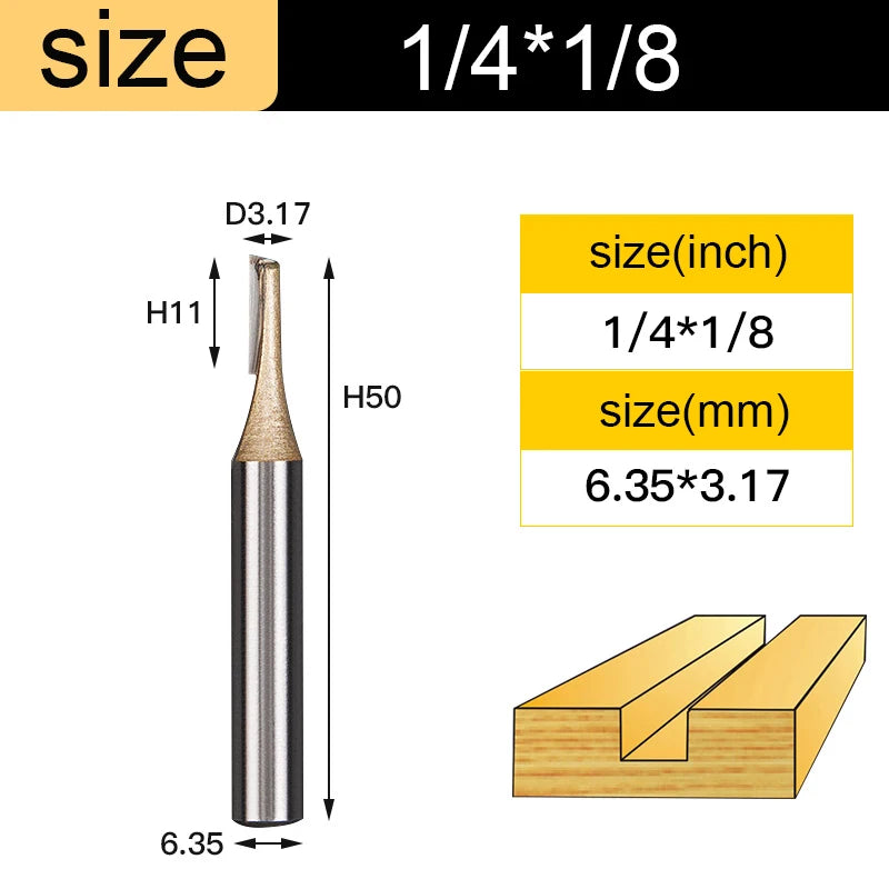 Straight Router Bits 1/2 1/4 Shank Double Flute Plunge Milling Cutter Carbide Tipped Woodworking Trimming Slotting Tool