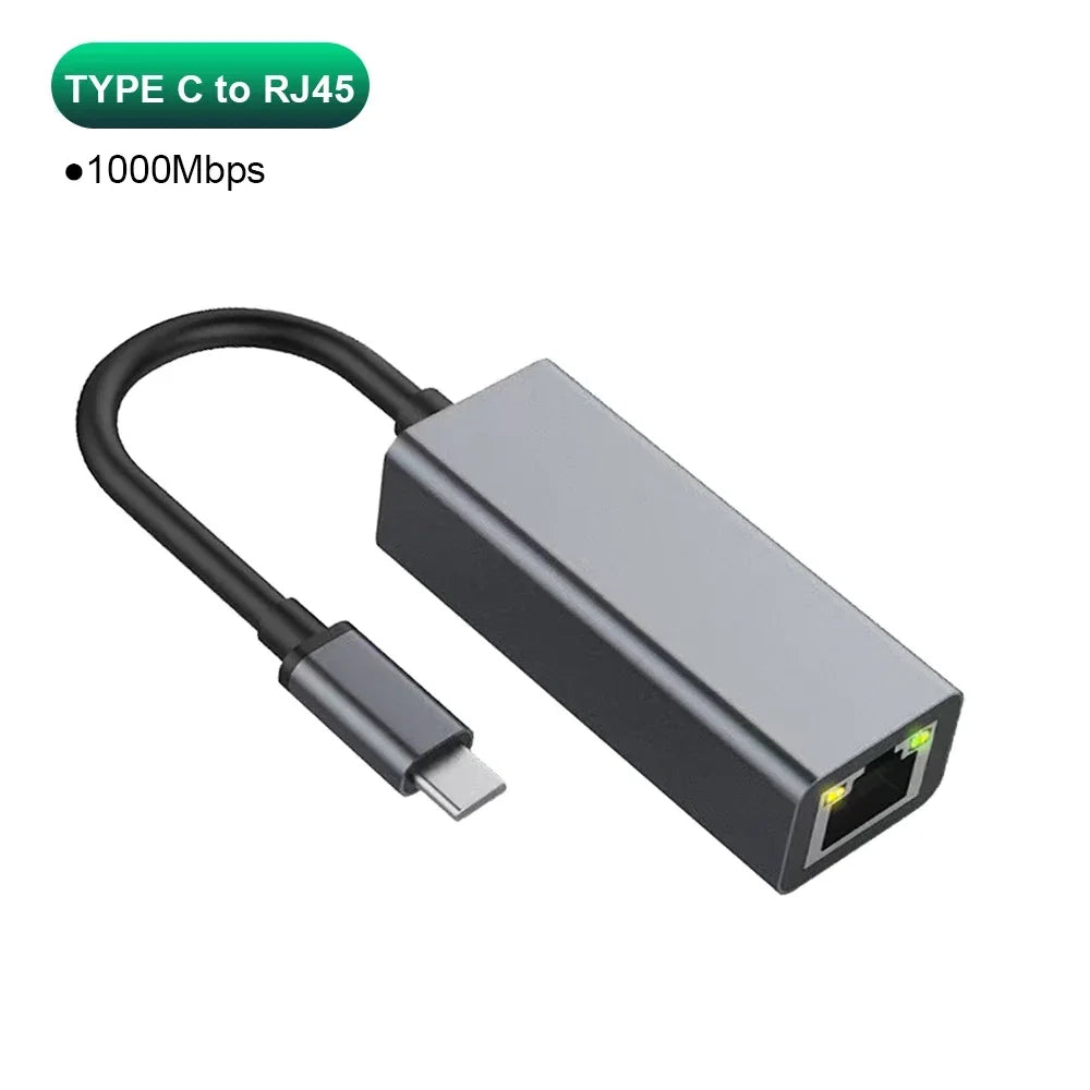 Adaptateur Ethernet USB Type C 1000Mbps, Carte Réseau RJ45 USB 3.0 Pour Macbook PC Windows XP 7 Câble Internet Lan USB Android