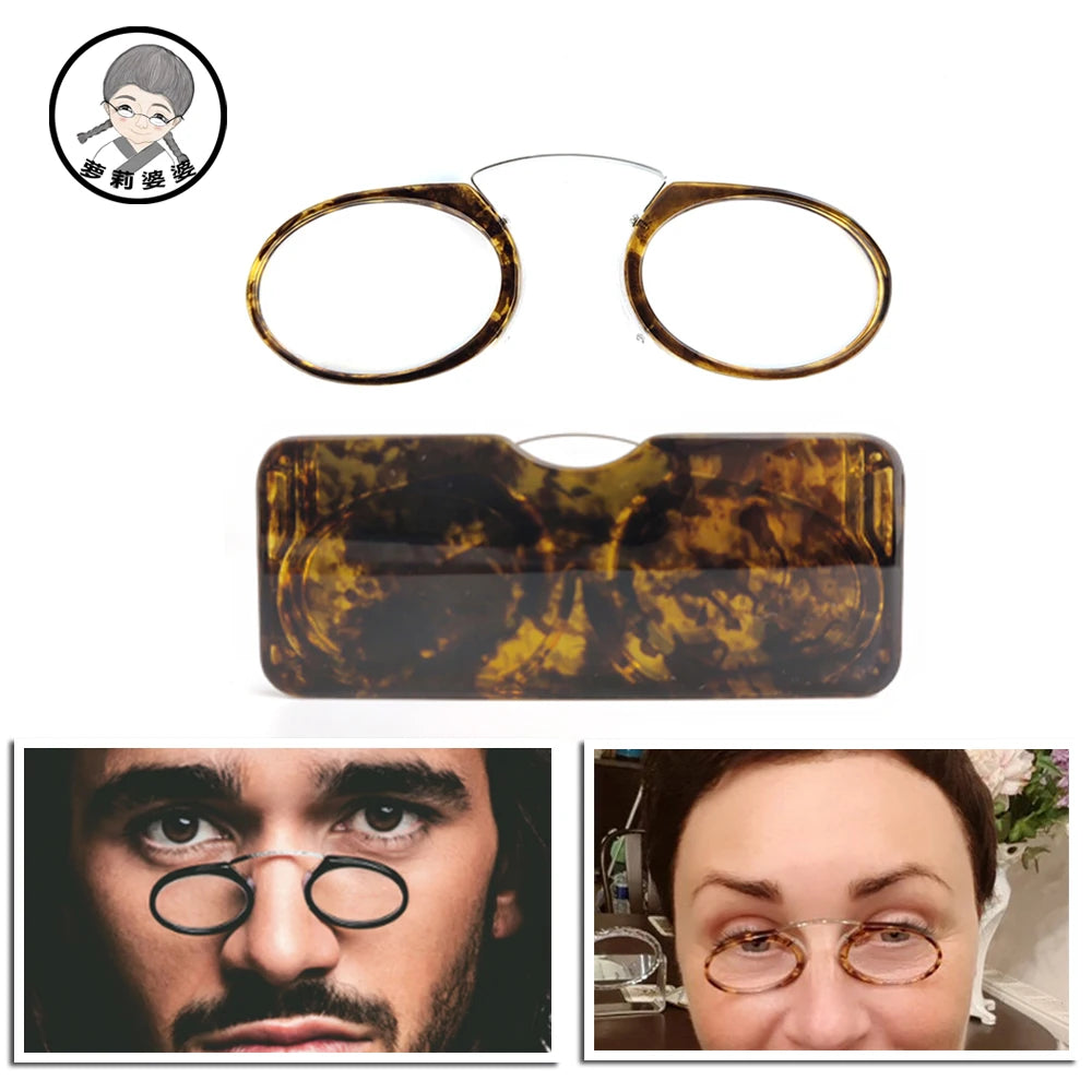 Clip Nose Mini Reading Glasses Men Women Readers Glasses Prescription Glasses without Sideburns Pince-Nez