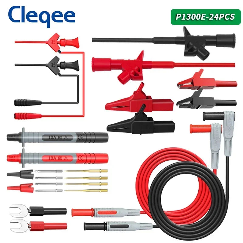P1300 Series Multimeter Test Lead Kit 4Mm Banana Plug Cable Test Hook Clip Probe Alligator Clip Automotive Tool Kit