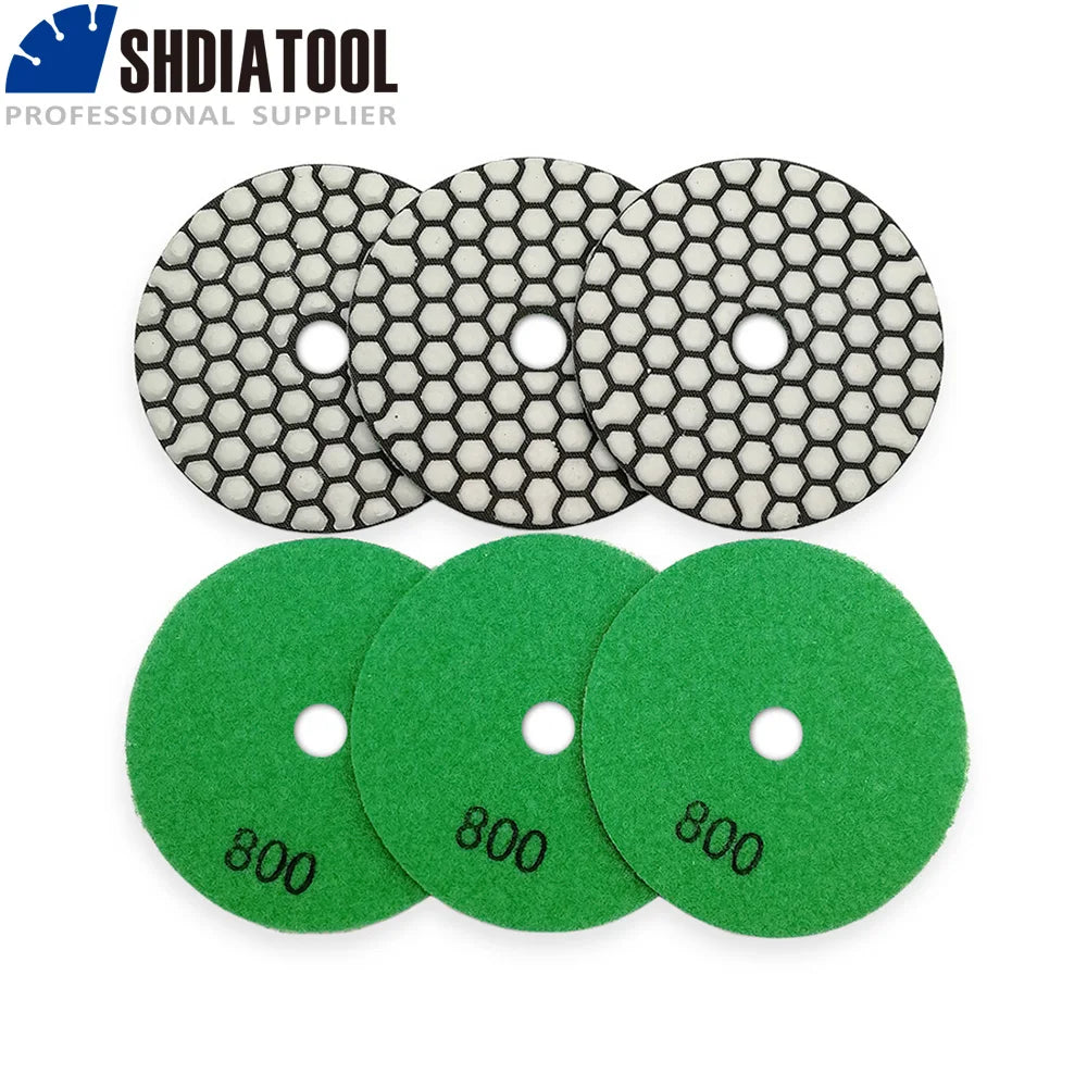 6Pcs/Pk Diamond Dry Polishing Pads Granite Marble Flexible Resin Sanding Discs 100Mm Ceramic Stone Polisher 4Inches